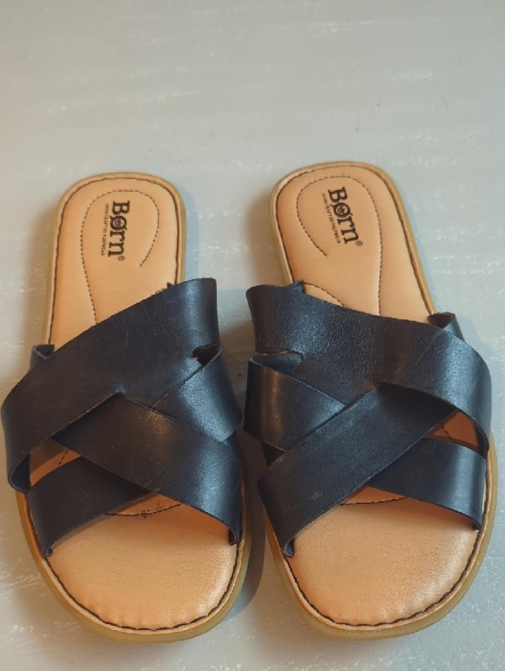 Born Black Leather Slide Sandals - Picture 4 of 5